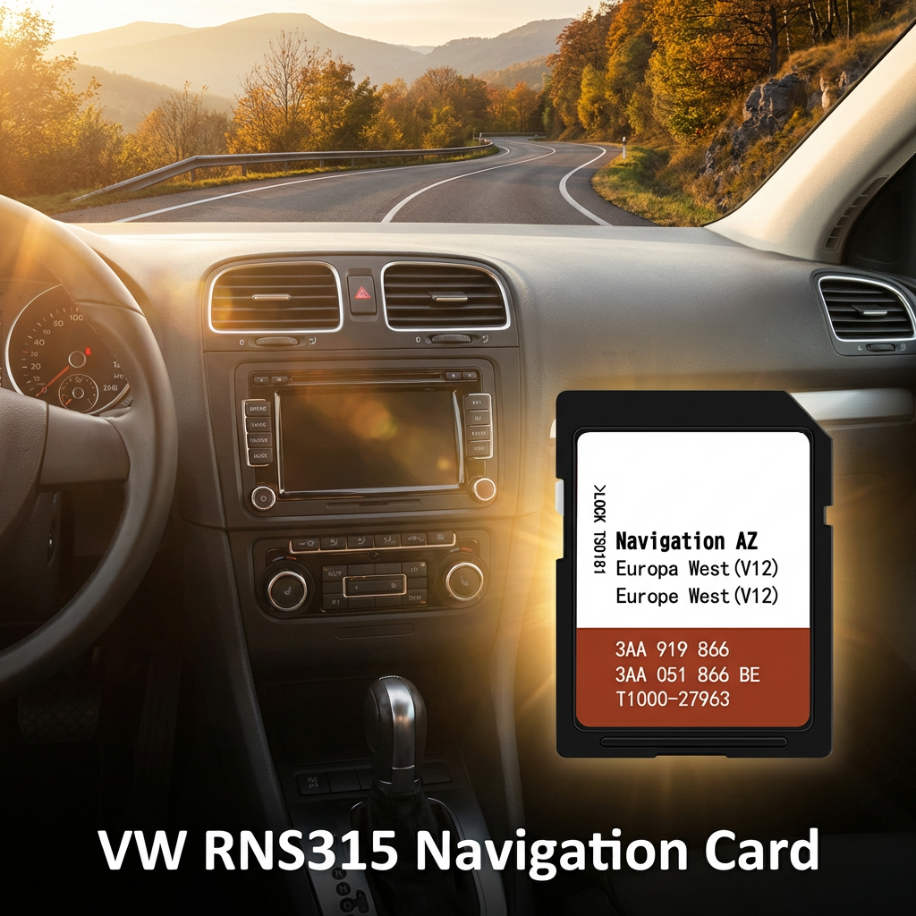 Europe West Sat Nav SD Card for VW RNS315 System Map Update — Fits Golf, Passat, Tiguan, Polo, Touran, Jetta