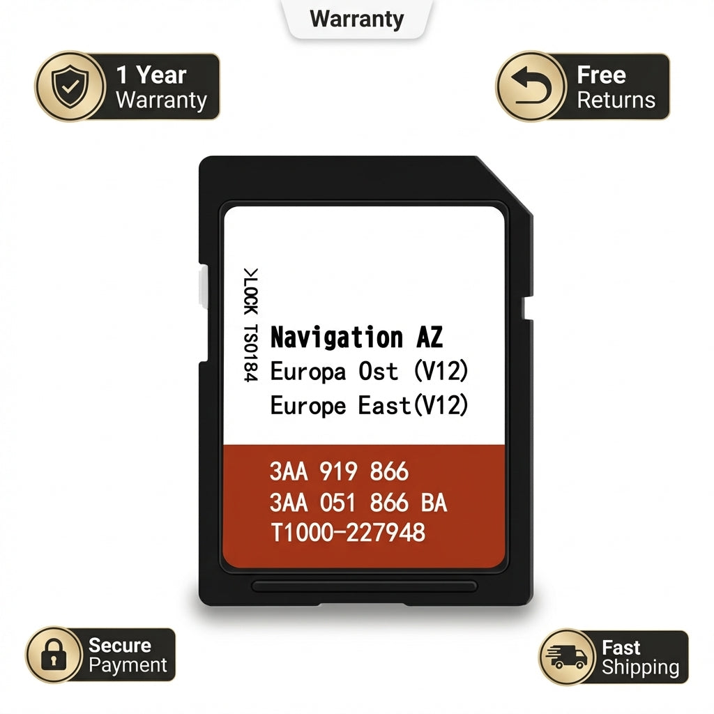East Europe Sat Nav SD Card for VW RNS315 System — Map Update V12 Fits Golf 6, Passat, Tiguan, Polo, Touran, Amarok (2005-2019)