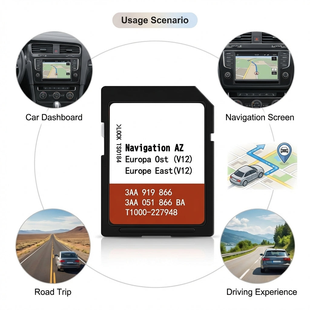East Europe Sat Nav SD Card for VW RNS315 System — Map Update V12 Fits Golf 6, Passat, Tiguan, Polo, Touran, Amarok (2005-2019)