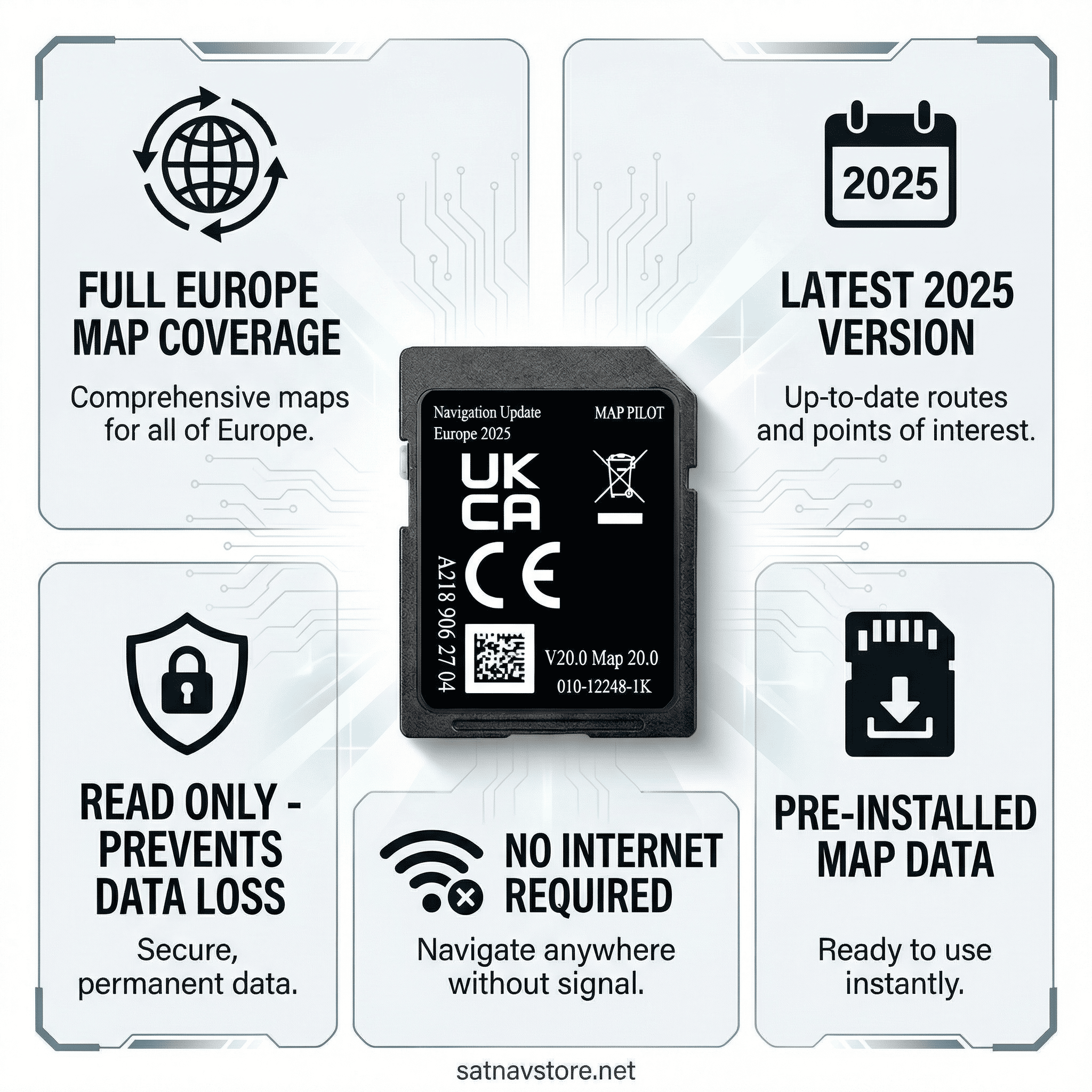 Updated Version Map 2025 Europe Garmin A218 V20 NTG 5 Star 1 Sat Nav SD Memory card MAP for CLA with Radar