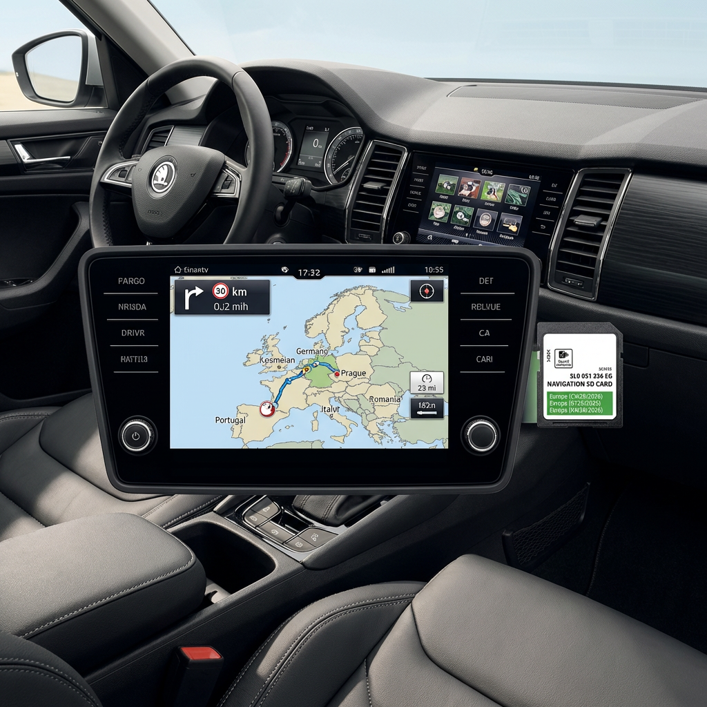 Skoda Amundsen MIB2 Navigation SD Card — 2026 Europe Update 5L0051236EG — Fits Kodiaq/Karoq/Yeti (ONLY for MIB2, NOT for MIB1/Columbus)