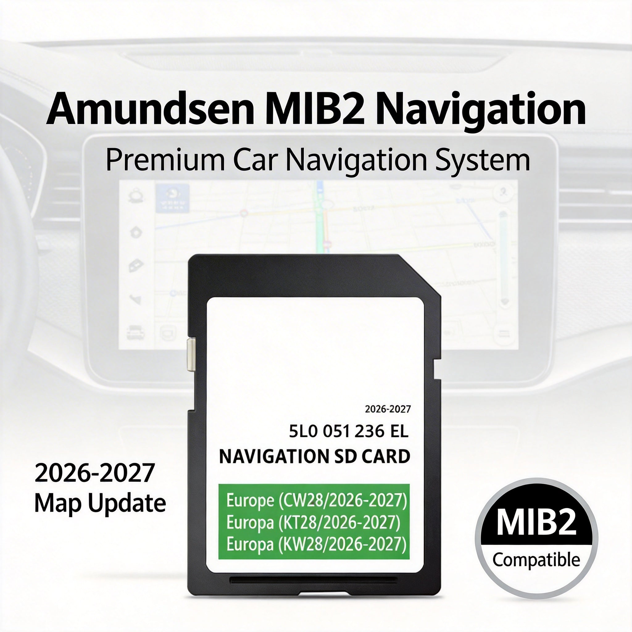 2024-2025 Europe Sat Nav SD Card for Skoda Amundsen MIB2 System — Map Update 5L / 5Q — Fits Octavia, Superb, Kodiaq, Fabia (2015-2020)