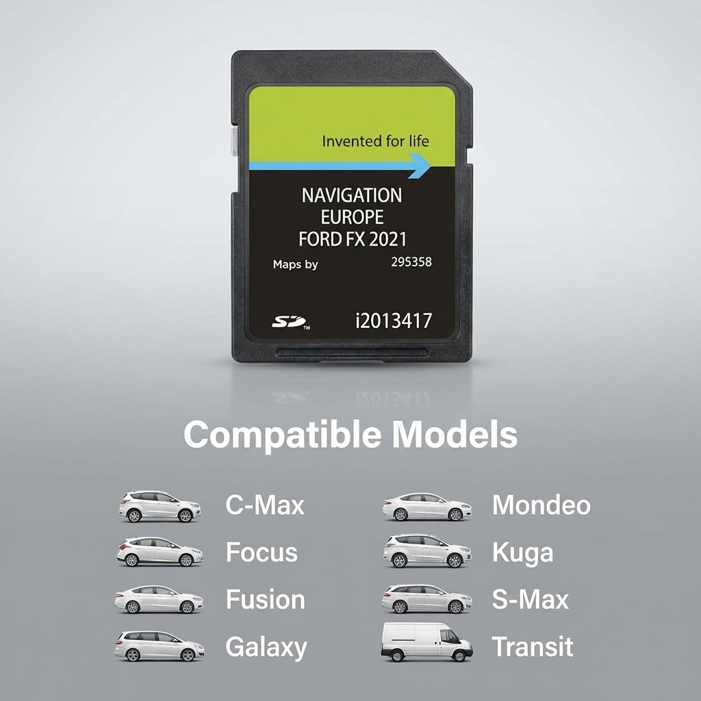 Ford FX Navigation SD Card — 2021 Europe GPS Map Update — Compatible with Focus, Mondeo, Kuga, S-Max, Transit (2007-2011)