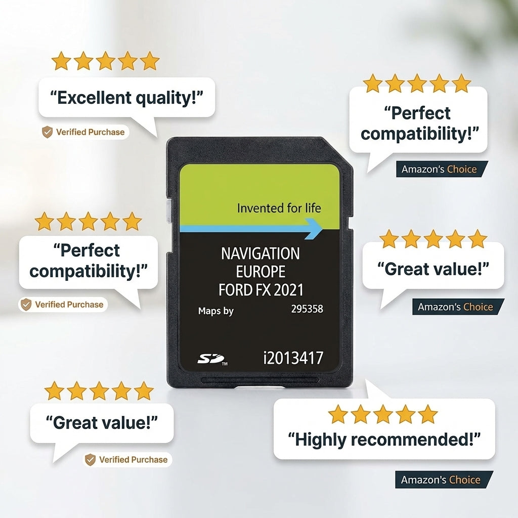 Ford FX Navigation SD Card — 2021 Europe GPS Map Update — Compatible with Focus, Mondeo, Kuga, S-Max, Transit (2007-2011)