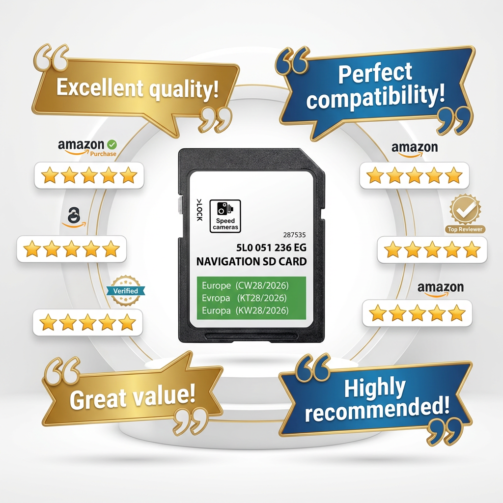 Skoda Amundsen MIB2 Navigation SD Card — 2026 Europe Update 5L0051236EG — Fits Kodiaq/Karoq/Yeti (ONLY for MIB2, NOT for MIB1/Columbus)