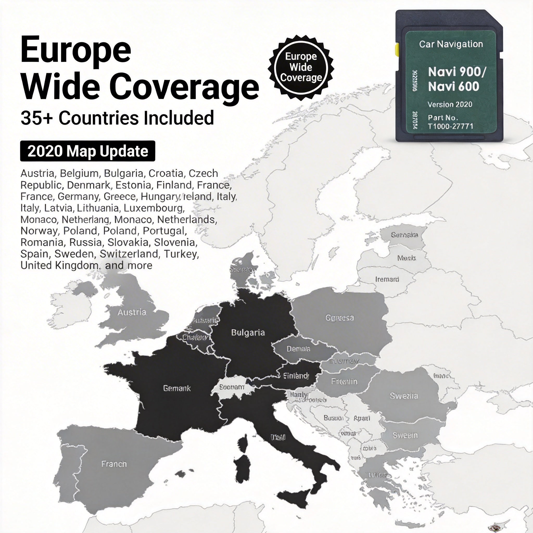 2022 Europe Sat Nav SD Card for Opel Vauxhall Navi 600 900 System — Map Update T1000-27771 — Fits Astra, Insignia, Meriva, Mokka, Zafira (2011-2014)