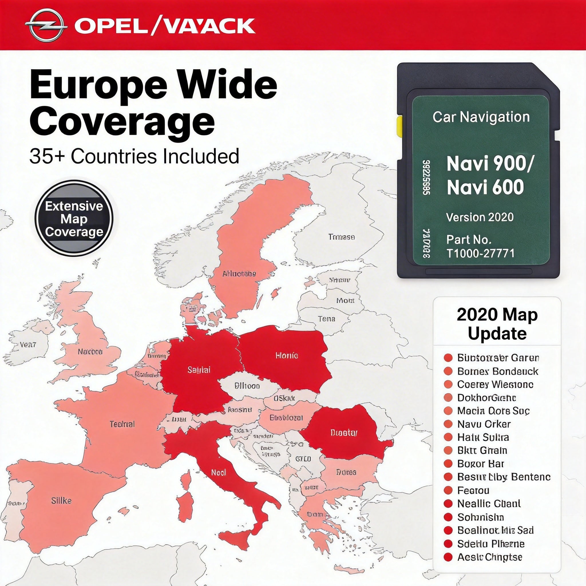 2022 Europe Sat Nav SD Card for Opel Vauxhall Navi 600 900 System — Map Update T1000-27771 — Fits Astra, Insignia, Meriva, Mokka, Zafira (2011-2014) - 2025 Map Update Sat Nav Store