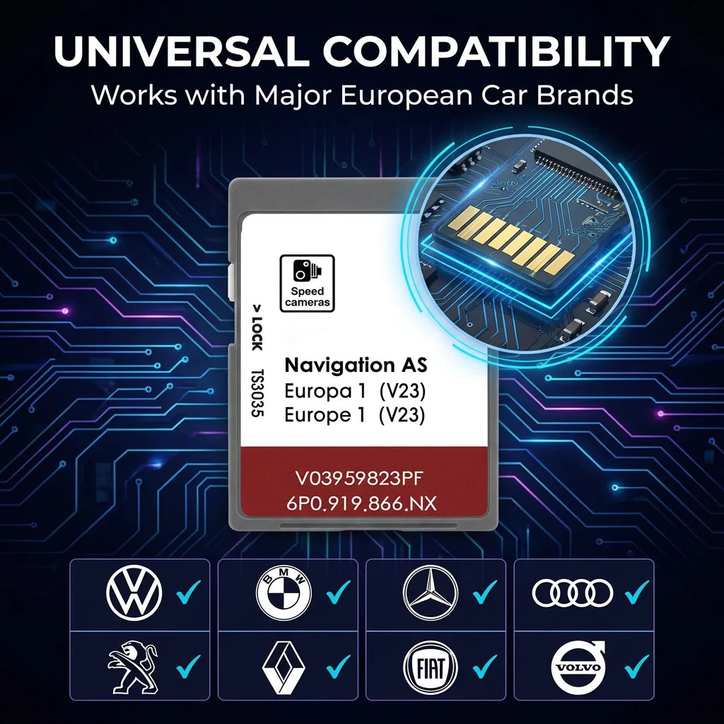 Amundsen / Discover Media SD Card — MIB2 Gen2, Europe Maps & Speed Cameras 2026 — Fits SEAT Alhambra/Arona/Ateca/Ibiza/Leon