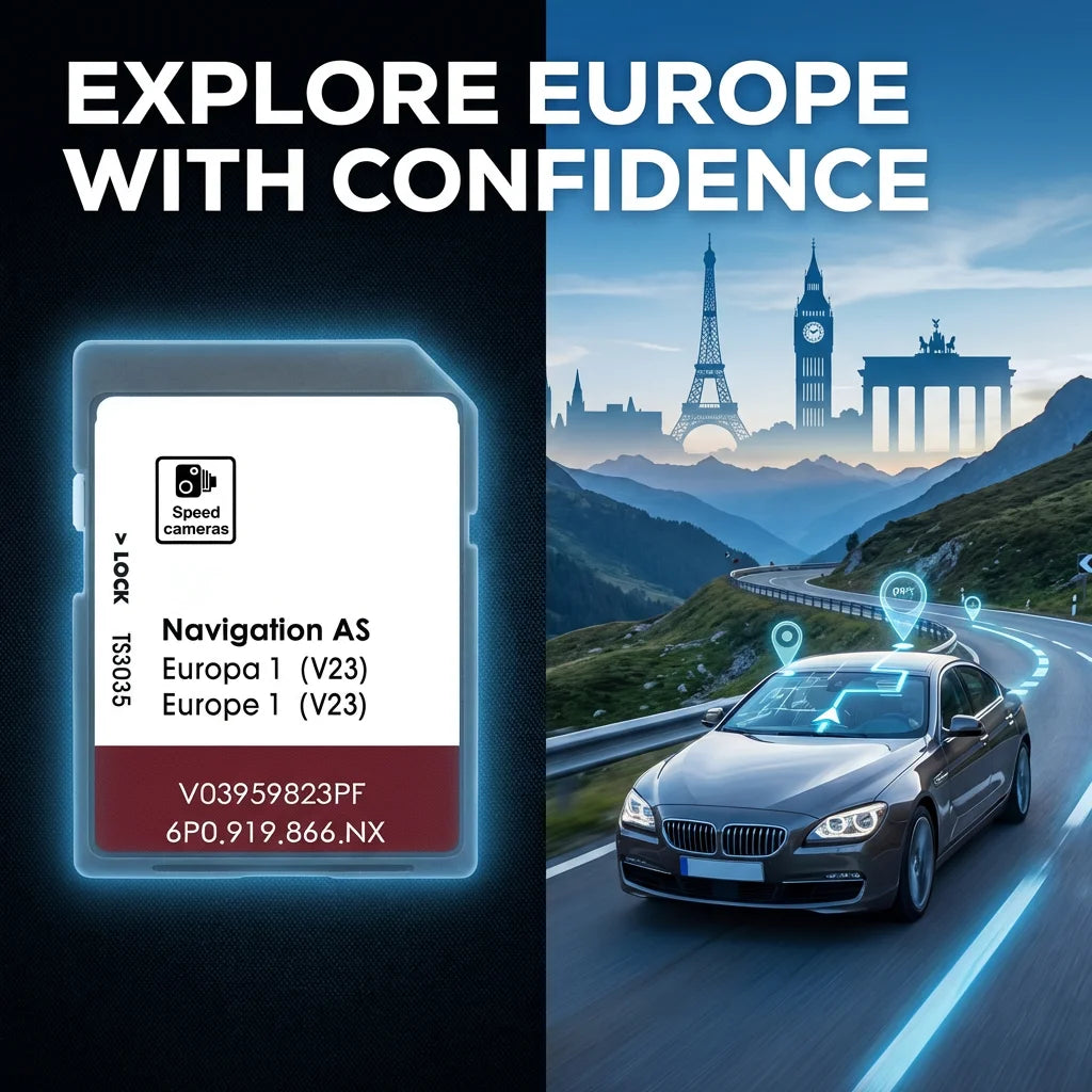 Amundsen / Discover Media SD Card — MIB2 Gen2, Europe Maps & Speed Cameras 2026 — Fits SEAT Alhambra/Arona/Ateca/Ibiza/Leon