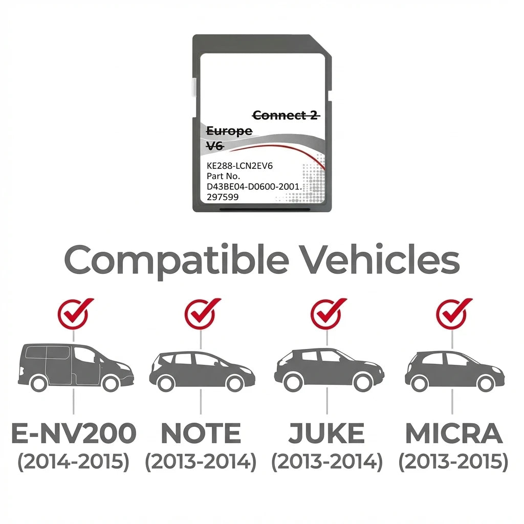 Connect 2 V6 SD Card Note Juke Leaf Micra E-Nv200 Map UK EU for Nissan with Speed Camera