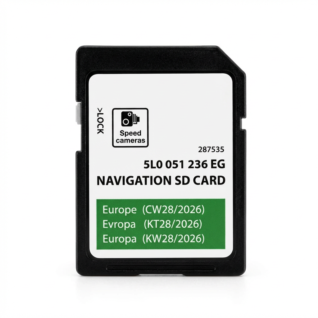 Skoda Amundsen MIB2 Navigation SD Card — 2026 Europe Update 5L0051236EG — Fits Kodiaq/Karoq/Yeti (ONLY for MIB2, NOT for MIB1/Columbus)