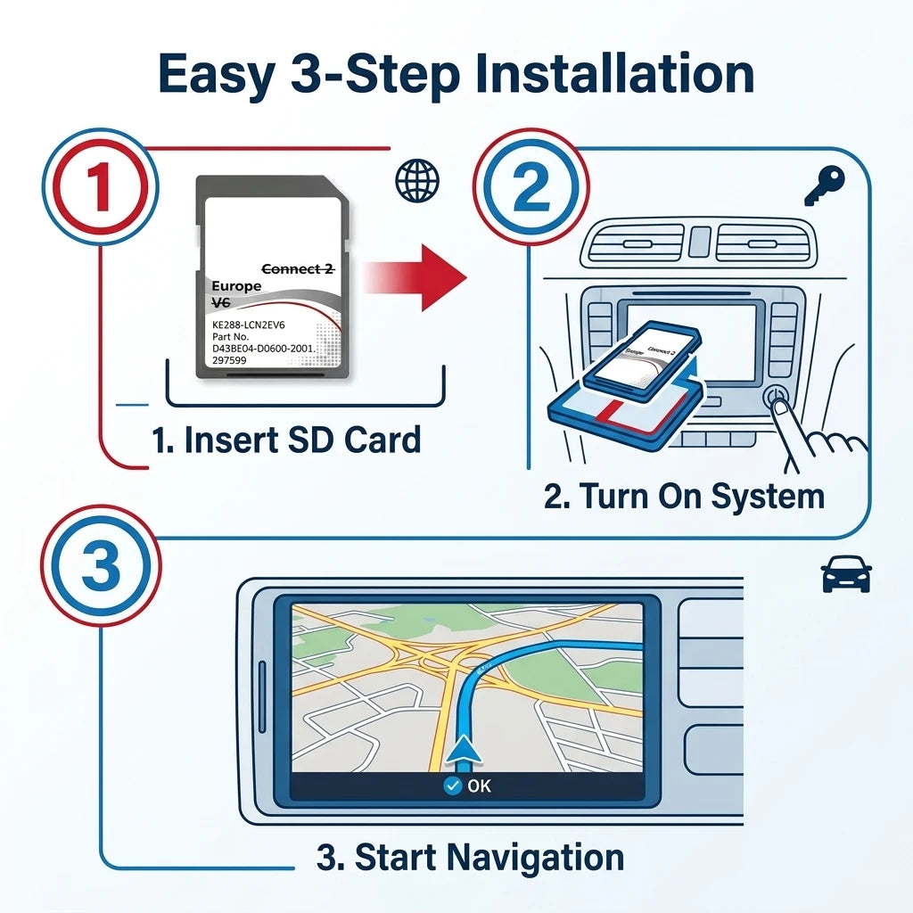 Connect 2 V6 SD Card Note Juke Leaf Micra E-Nv200 Map UK EU for Nissan with Speed Camera