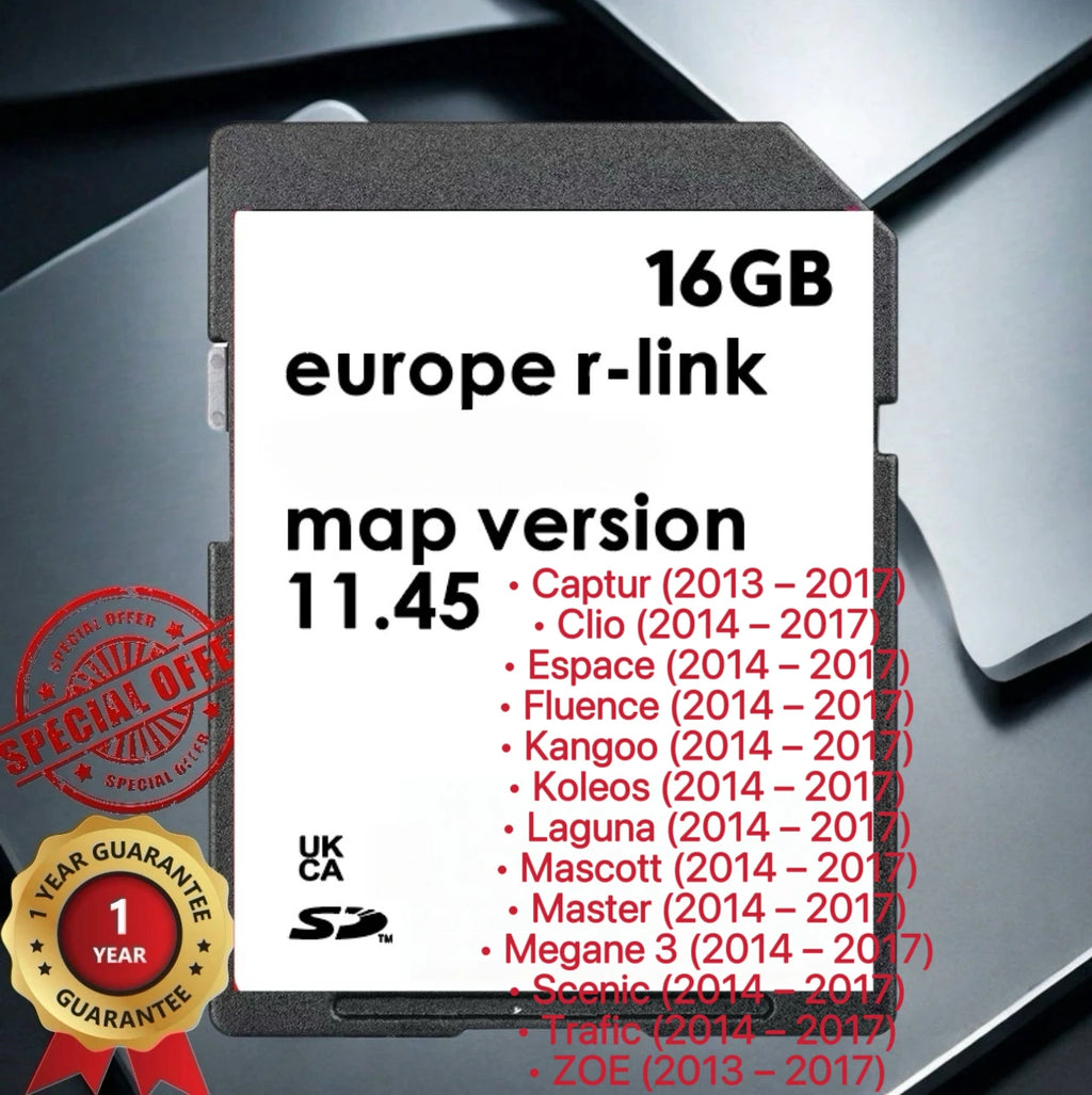 Renault R-link 11.45 2025 GPS Navigation SD Card Europe UK