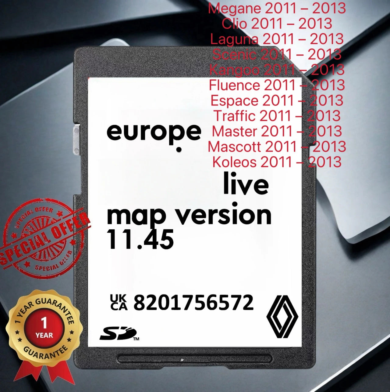 Renault Megane Clio Laguna 11.45 GPS Navigation SD Card Europe